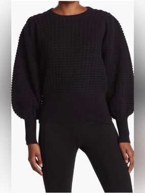 FRENCH CONNECTION Black Puff-Sleeve Women's Sweater